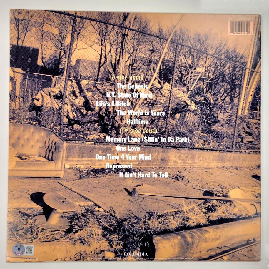 NAS Nasir Jones signed illmatic vinyl record album cover ~ BAS Beckett Holo