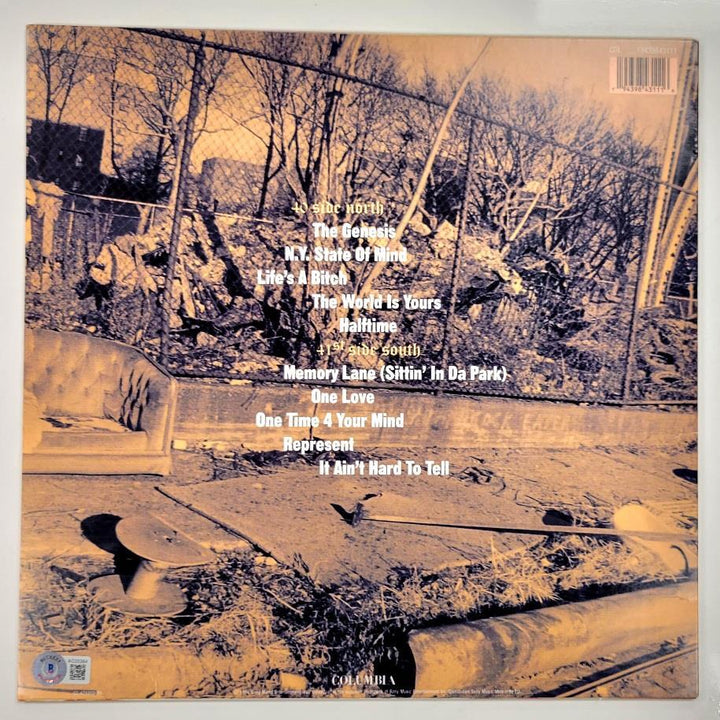 NAS Nasir Jones signed illmatic vinyl record album cover ~ BAS Beckett Holo