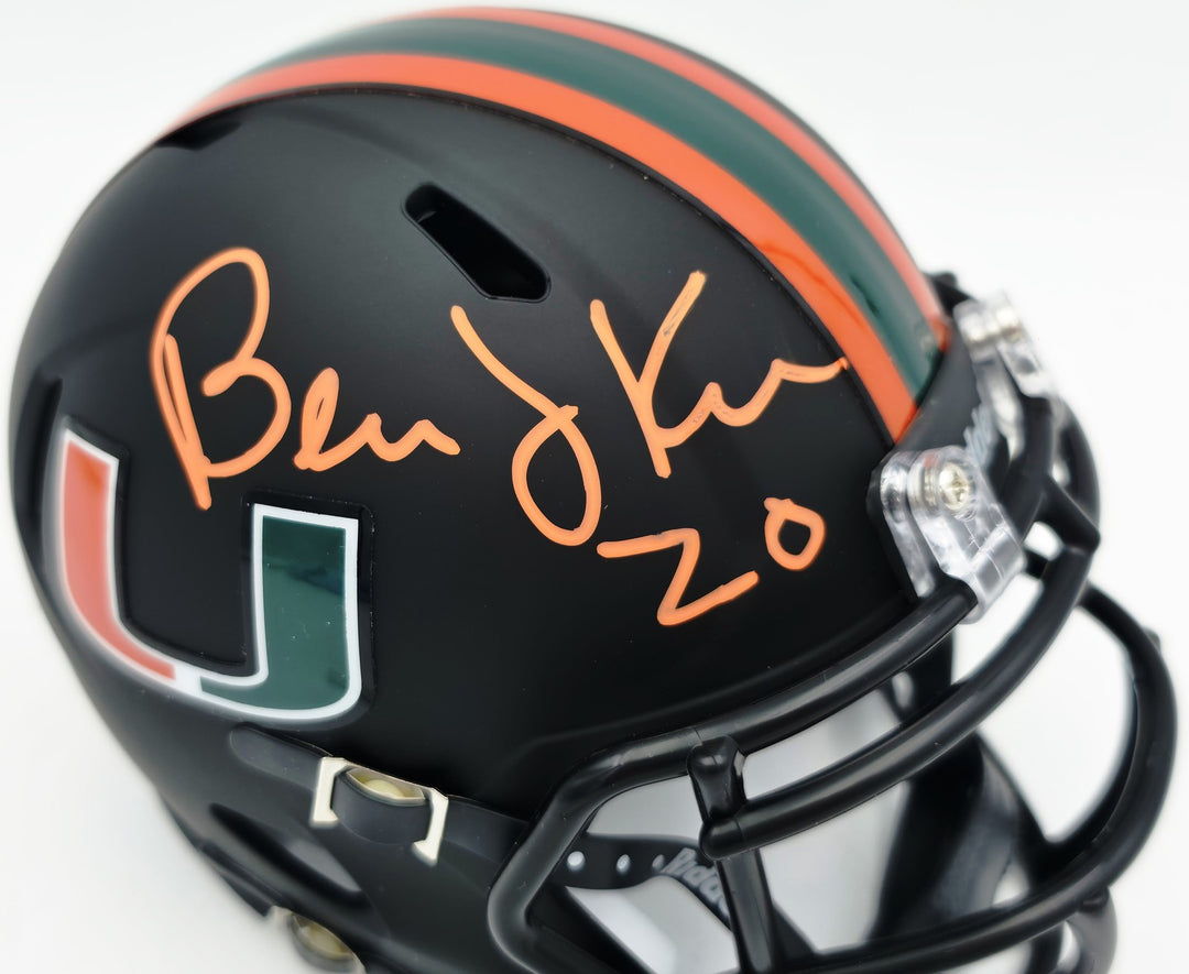 Bernie Kosar Auto Hurricanes Black Nights Alternate Speed Mini Helmet JSA Wit