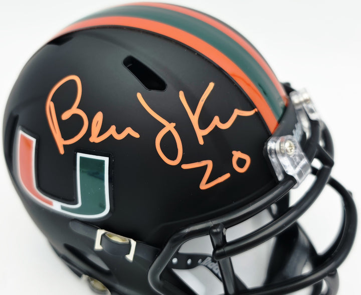 Bernie Kosar Auto Hurricanes Black Nights Alternate Speed Mini Helmet JSA Wit