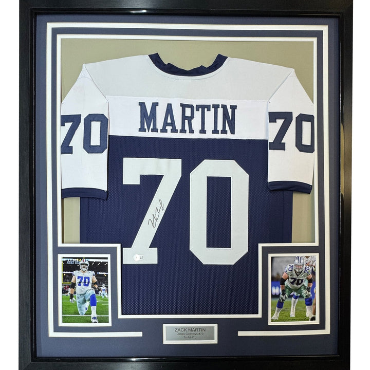 Framed Autographed/Signed Zack Martin 35x39 Dallas Jersey Beckett COA