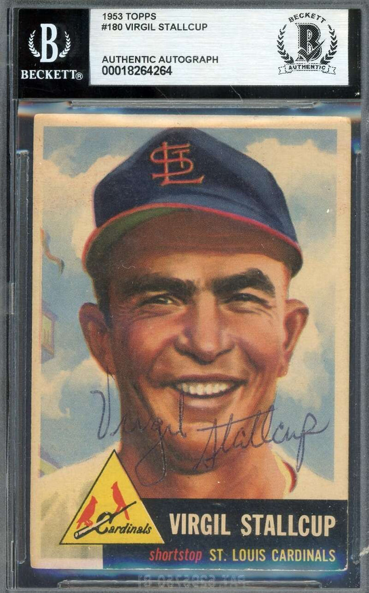 Virgil Stallcup Beckett BAS Signed 1953 Topps Autograph