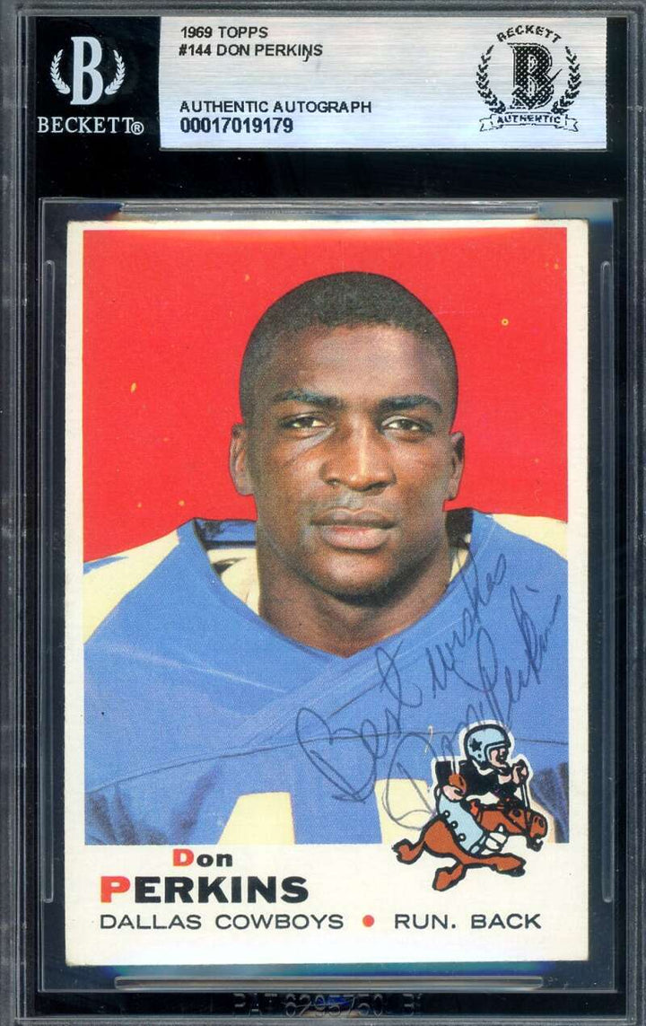 Don Perkins Beckett BAS Vintage Signed 1969 Topps Autograph