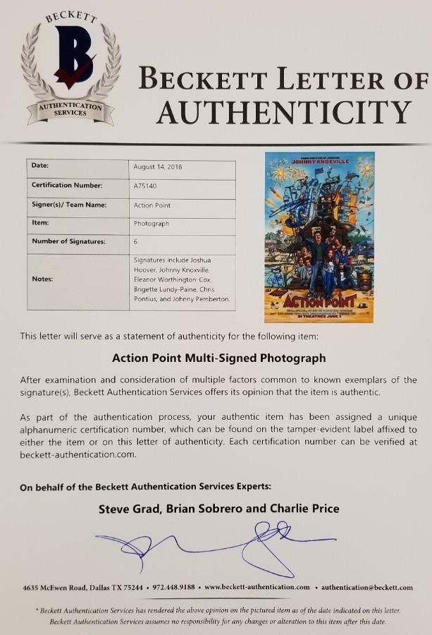 ACTION POINT Cast (6) Signed 11x17 Photo KNOXVILLE PONTIUS #3 ~ Beckett BAS COA