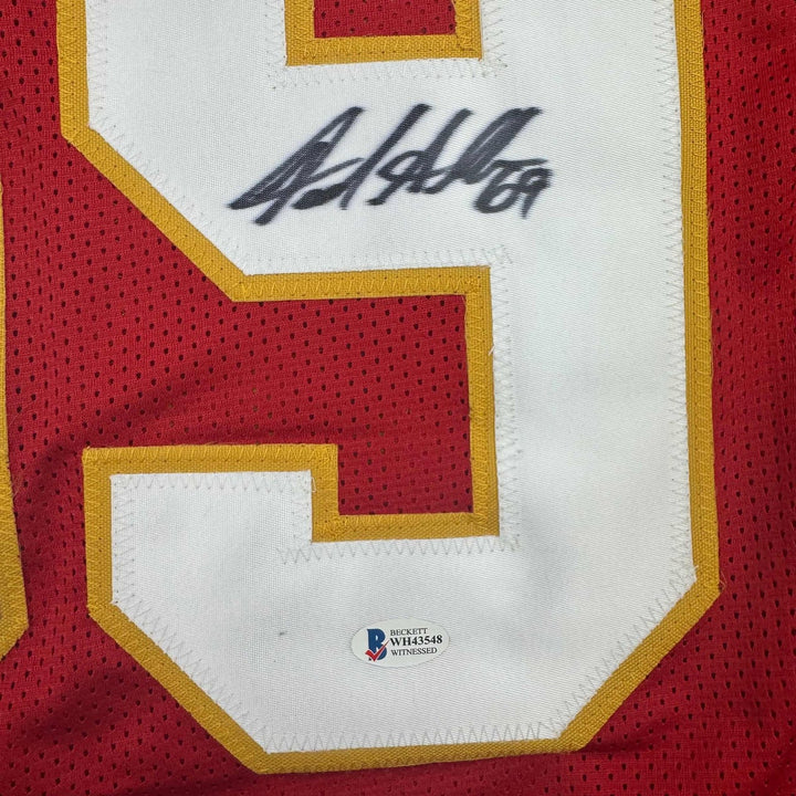 Autographed/Signed Jared Allen Kansas City Red Jersey Beckett BAS COA