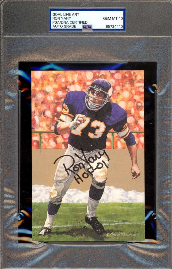 Ron Yary Gem Mint 10 PSA DNA Signed Goal Line Art Card GLAC Autographed HOF 01