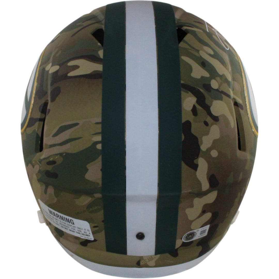 Jordan Love Autographed Green Bay Packers F/S Camo Helmet Beckett Witness 57148