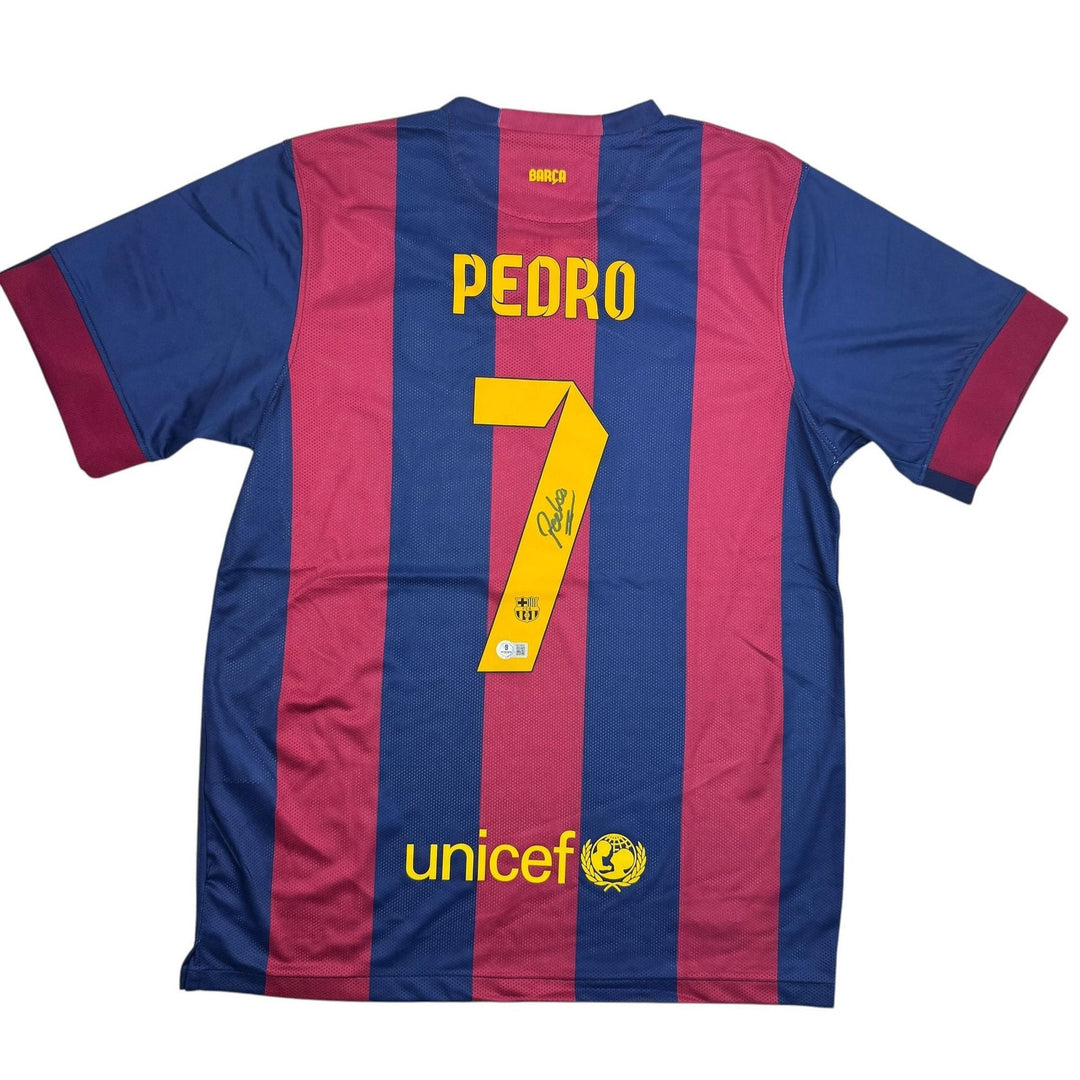 Autographed/Signed Pedro Rodriguez FC Barcelona Soccer Jersey Beckett COA
