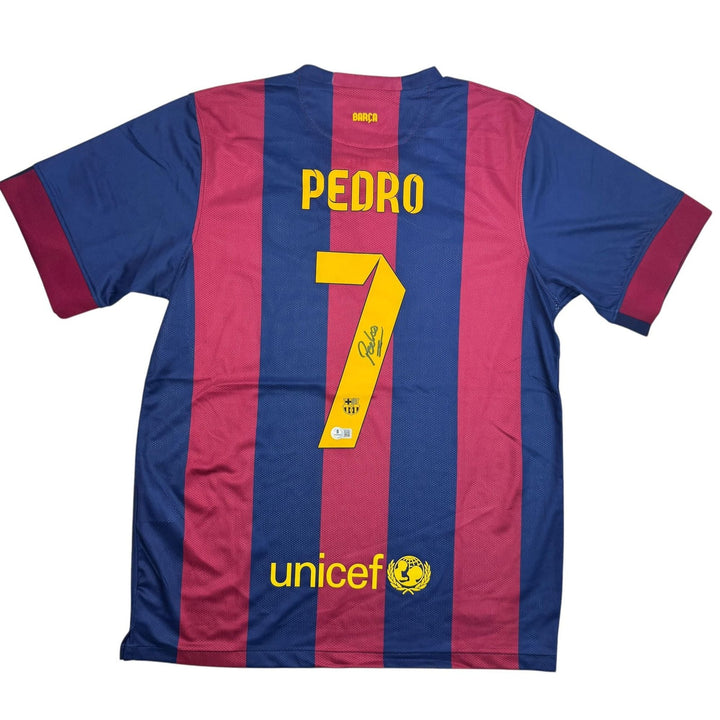 Autographed/Signed Pedro Rodriguez FC Barcelona Soccer Jersey Beckett COA