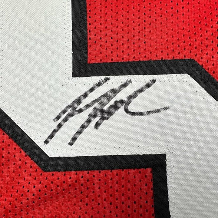 Framed Autographed/Signed Jessie Tuggle 35x39 Atlanta Red Jersey JSA COA