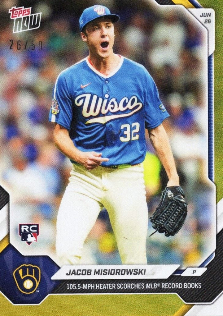 2026 Topps Now Jacob Misiorowski #383 Gold Foil /50 Rookie RC Baseball Card