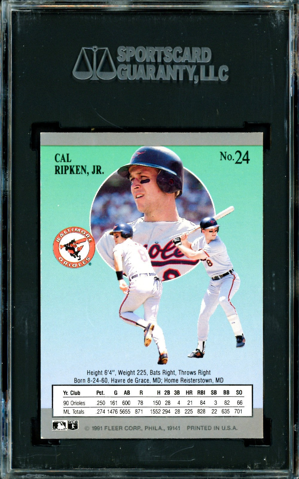 Cal Ripken Jr. Auto Signed 1991 Fleer Ultra Card 24 Orioles SGC 8 Sig Mint 9