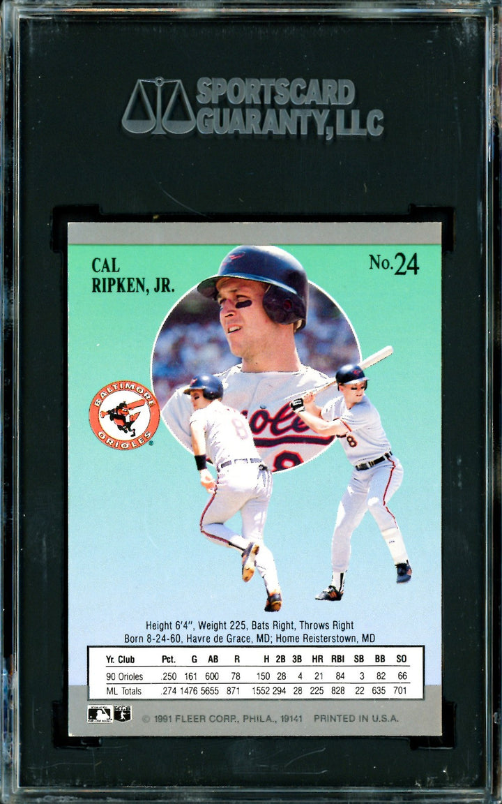 Cal Ripken Jr. Auto Signed 1991 Fleer Ultra Card 24 Orioles SGC 8 Sig Mint 9