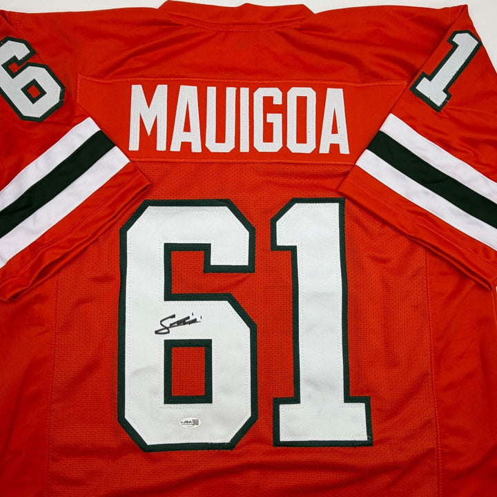 Autographed/Signed Francis Mauigoa Miami Orange College Jersey JSA COA