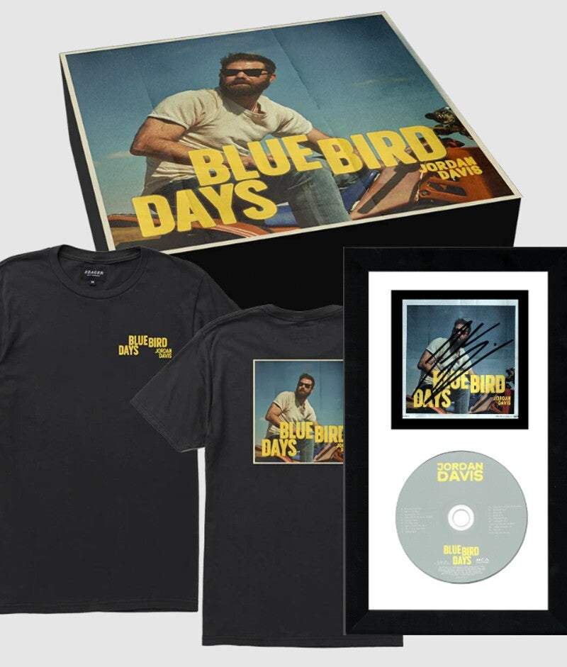 Jordan Davis signed 2023 Bluebird Days 4x4 Photo Art Card CD Box Set Framed- COA