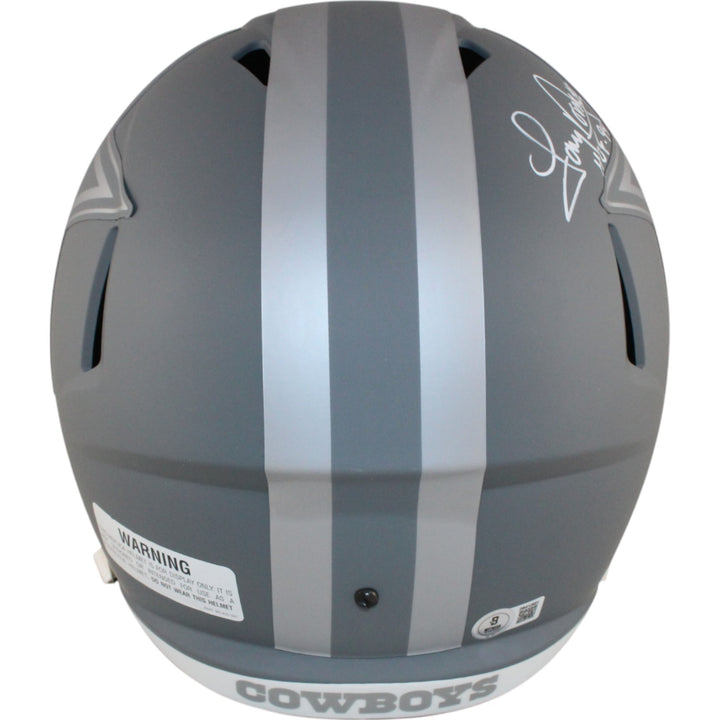Pearson/Staubach/Dorsett Signed Dallas Cowboys Slate F/S Helmet HOF BAS 50059