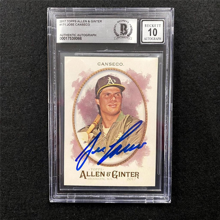 Jose Canseco signed 2017 Topps Allen & Ginter #171 card ~ Beckett BAS 10 auto