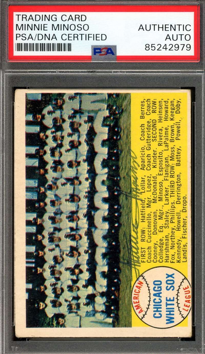 Minnie Minoso PSA DNA Signed 1958 Topps Team Autograph