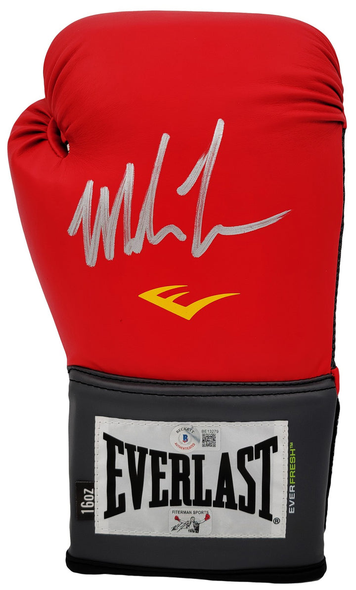 Mike Tyson Signed Red Everlast Everfresh Boxing Glove (Right Handed RH, Silver)