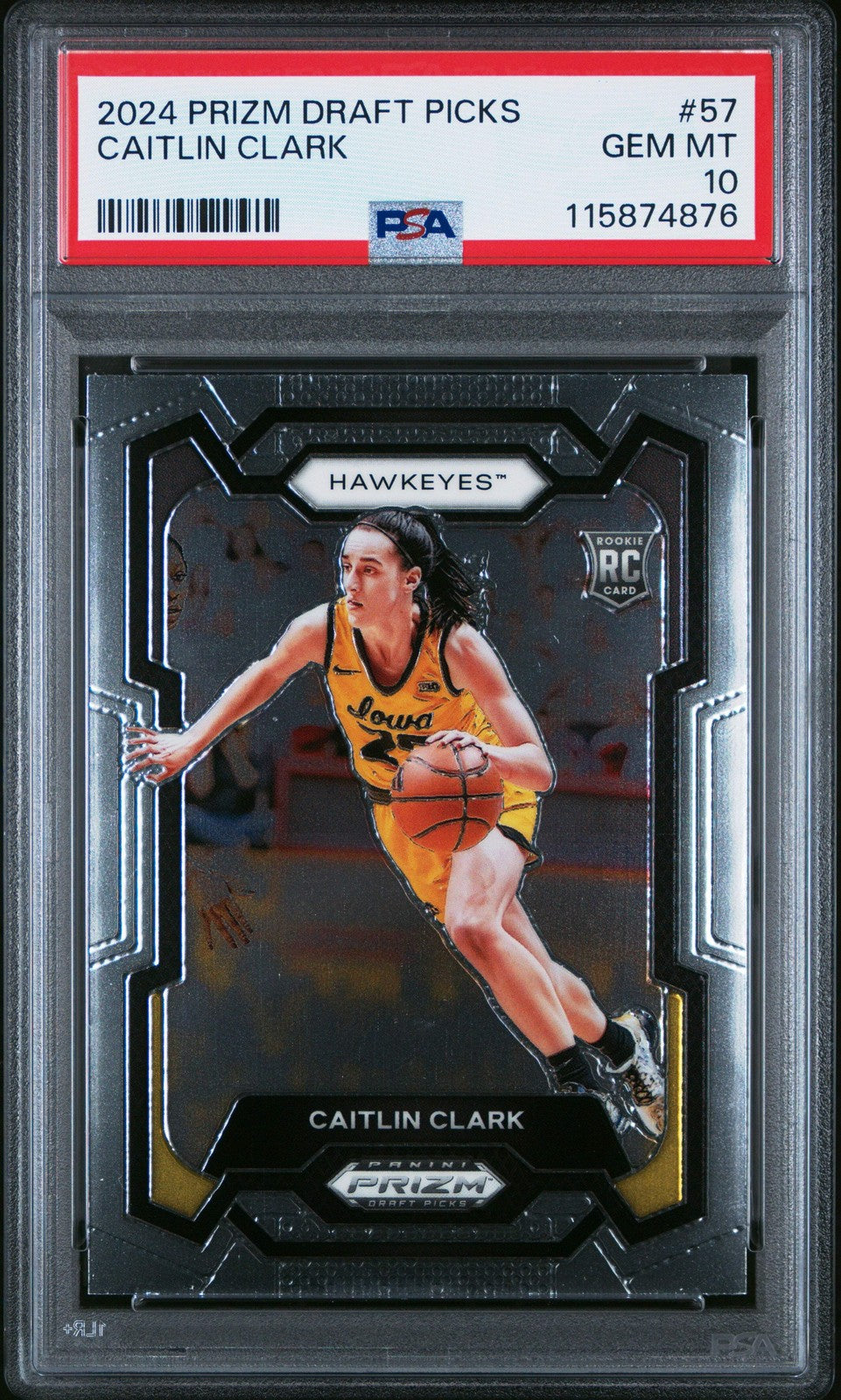 Graded 2024 Panini Prizm Draft Picks Caitlin Clark #57 Rookie RC Card PSA 10 Gem
