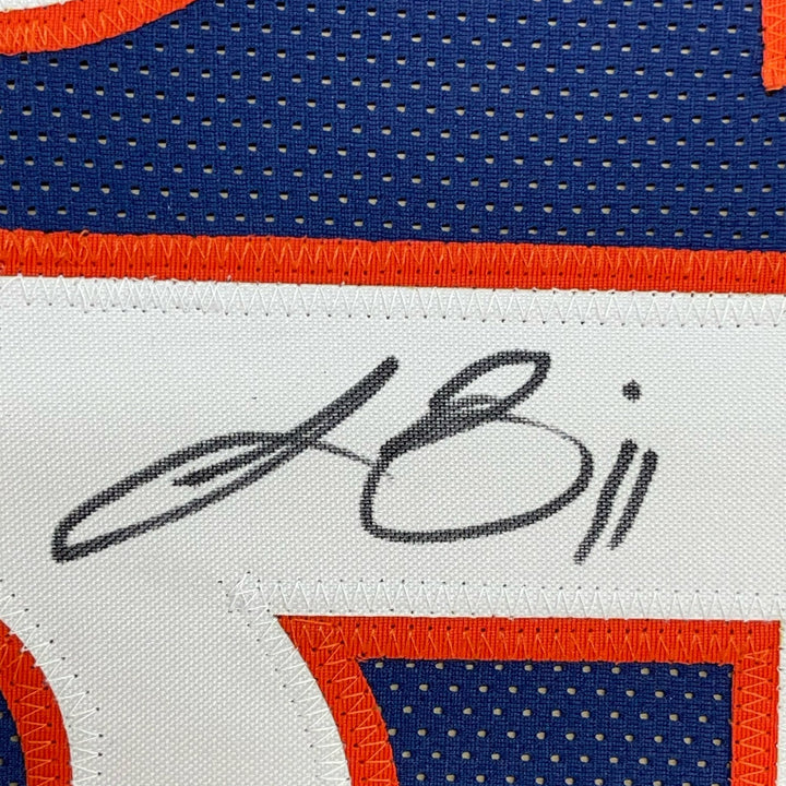 FRAMED Autographed/Signed LANCE BRIGGS 33x42 Chicago Blue Jersey BAS COA