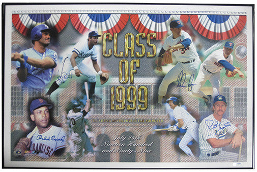 HOF Class of 1999 Signed Framed 24x35 Photo Ryan Cepeda Brett Yount LE /99 COA