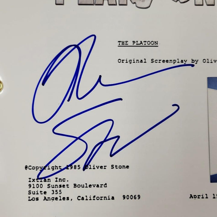 Oliver Stone signed Platoon Full Movie Script autograph ~ Beckett BAS COA