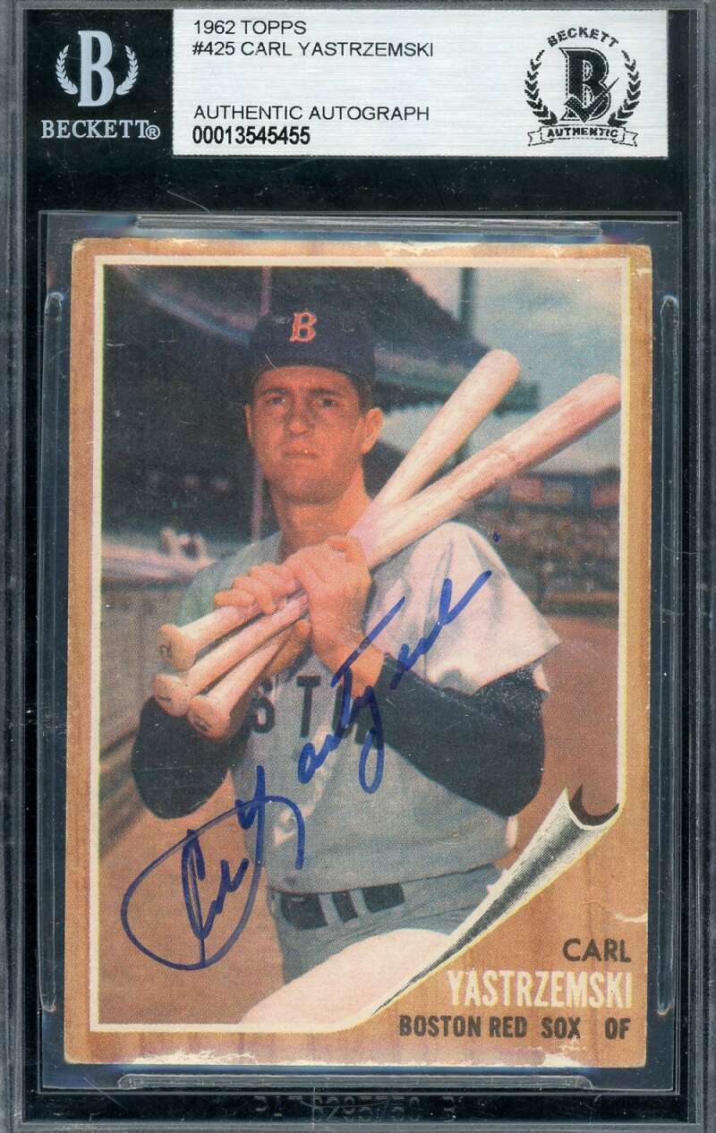 Carl Yastrzemski Beckett BAS Signed 1962 Topps Autograph