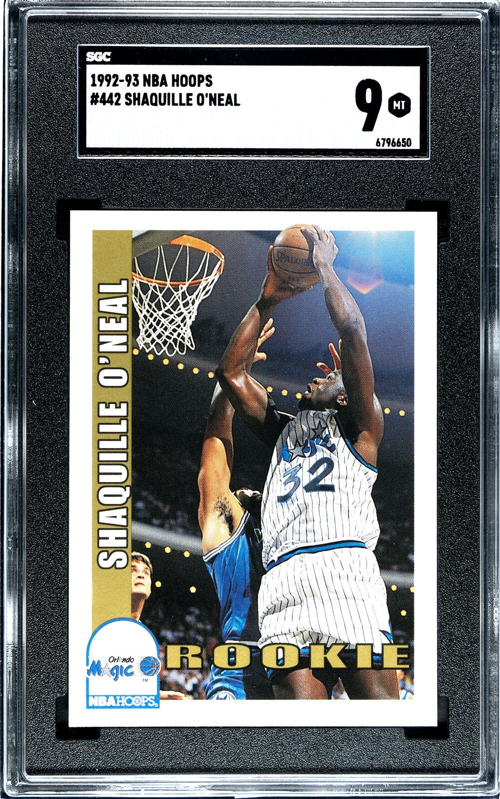 Shaquille O'Neal 1992-93 NBA Hoops Rookie Card (RC) #442 - SGC Graded 9 Mint