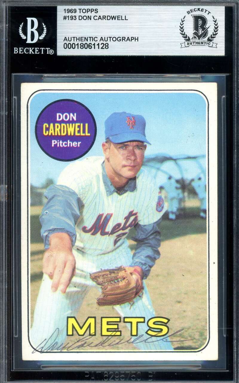 Don Cardwell Beckett BAS Signed 1969 Topps Autograph Mets