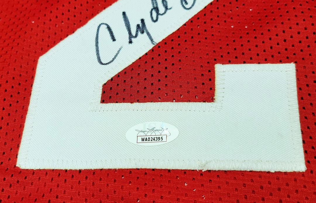 Houston Rockets Clyde Drexler Autographed Signed Red Jersey The Glide JSA