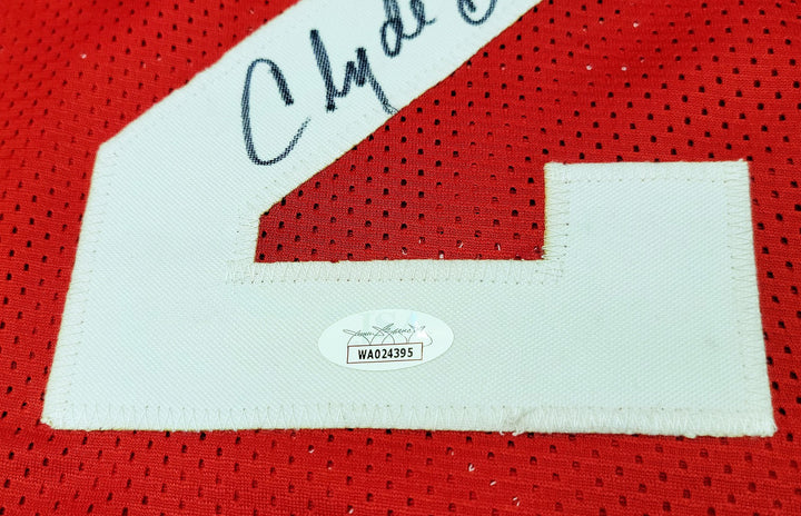 Houston Rockets Clyde Drexler Autographed Signed Red Jersey The Glide JSA