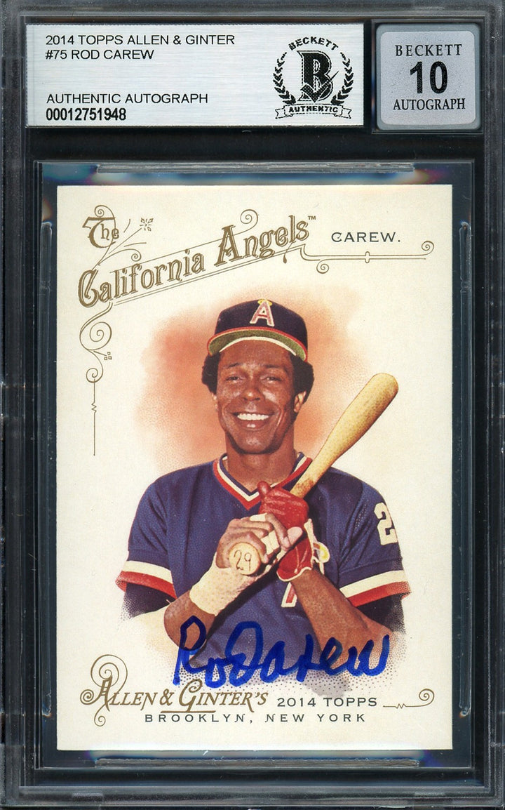 Rod Carew Auto 2014 Topps Allen Ginter Card 75 California Angels Auto 10 Beckett