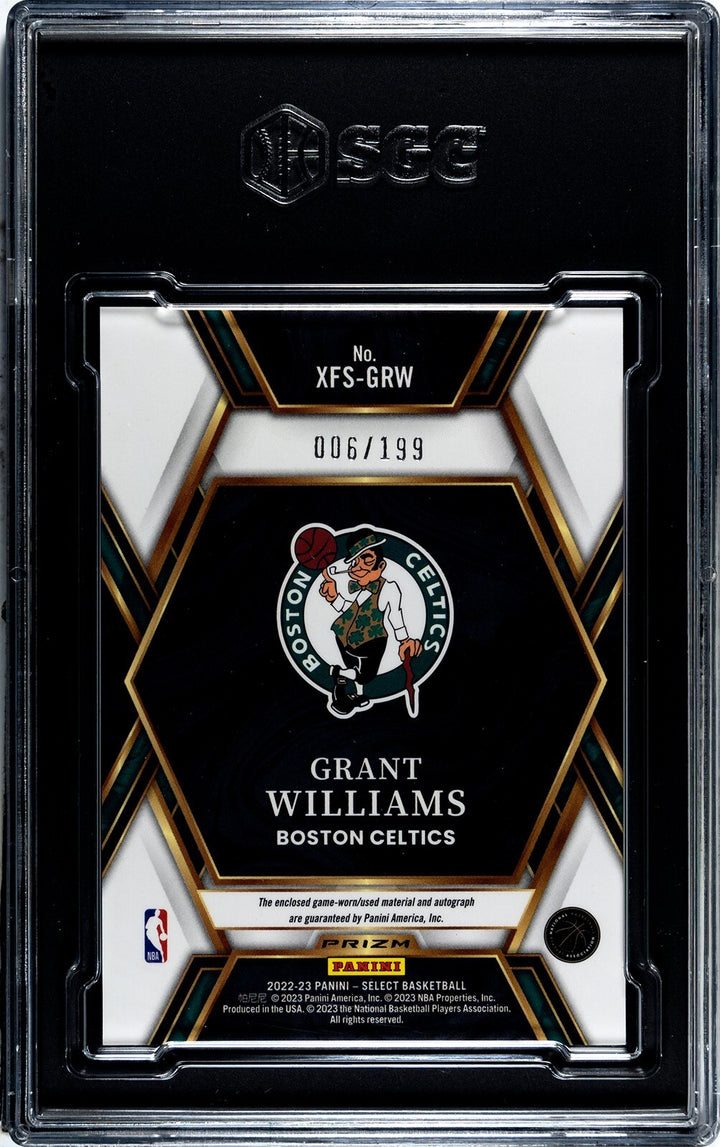 Grant Williams 2022-23 Panini Select Memorabilia Signatures Card-SGC Graded 9 MT