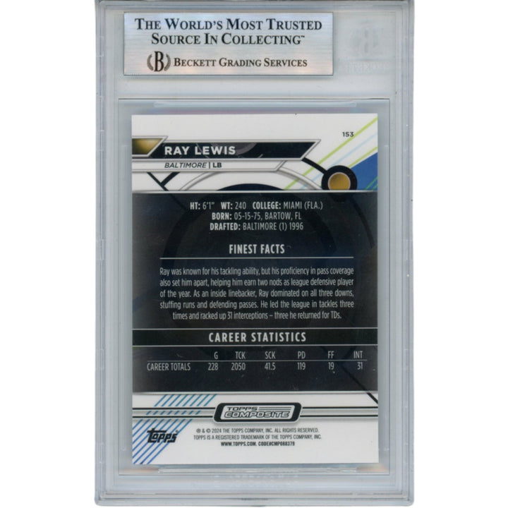 Ray Lewis Autographed 2023 Topps Composite #153 Trading Card Beckett 53067