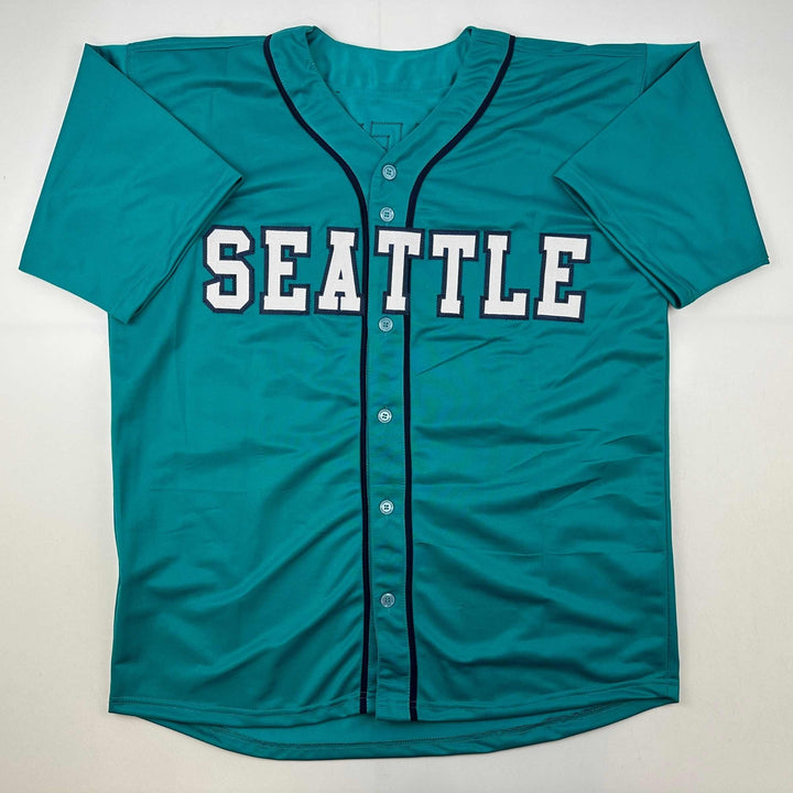 Facsimile Autographed Ken Griffey Jr. Seattle Teal Reprint Auto Jersey Men's XL