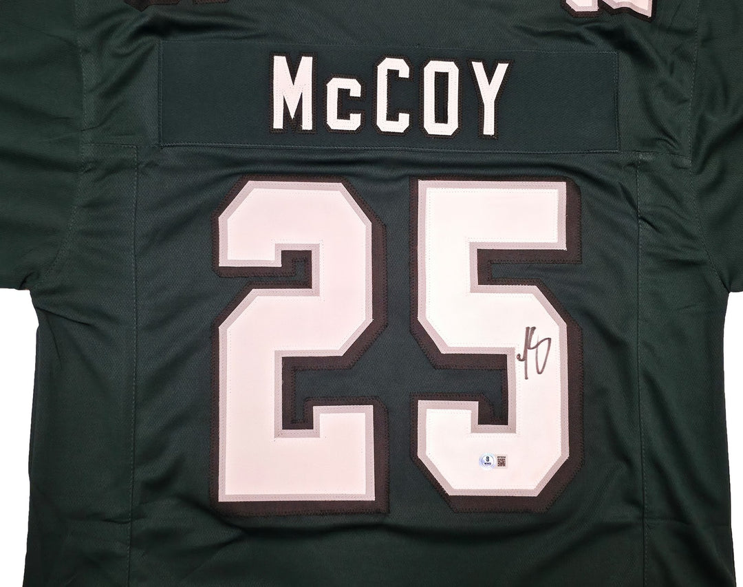 Philadelphia Eagles LeSean McCoy Signed Green Jersey Beckett BAS Witness