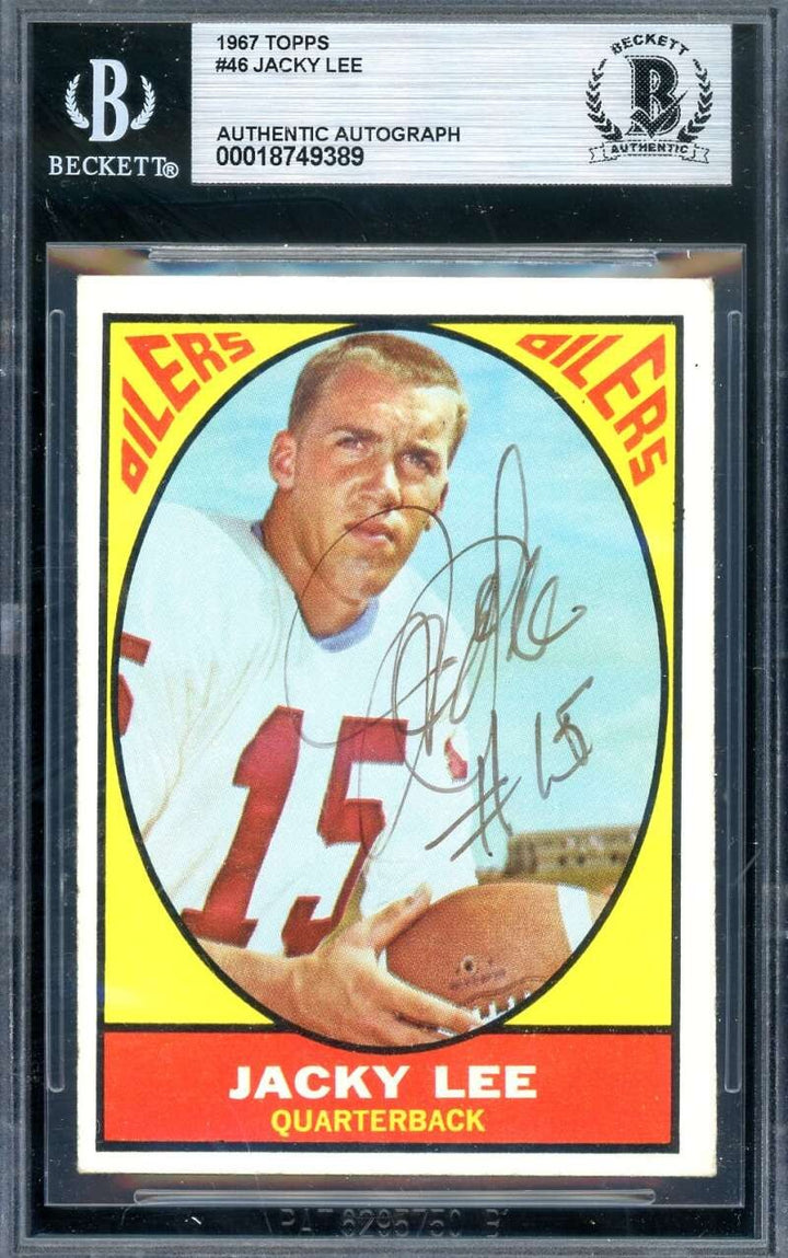 Jacky Jack Lee Beckett BAS Vintage Signed 1967 Topps Autograph Oilers