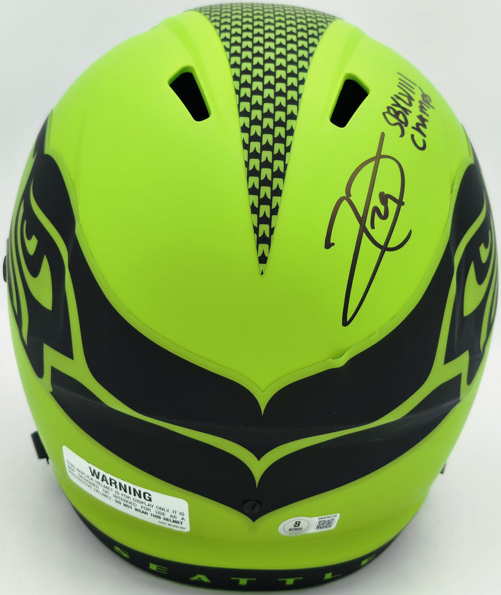 Earl Thomas III Signed Seahawks Rave Green Full Sz Rep Speed Helmet Beckett Wit