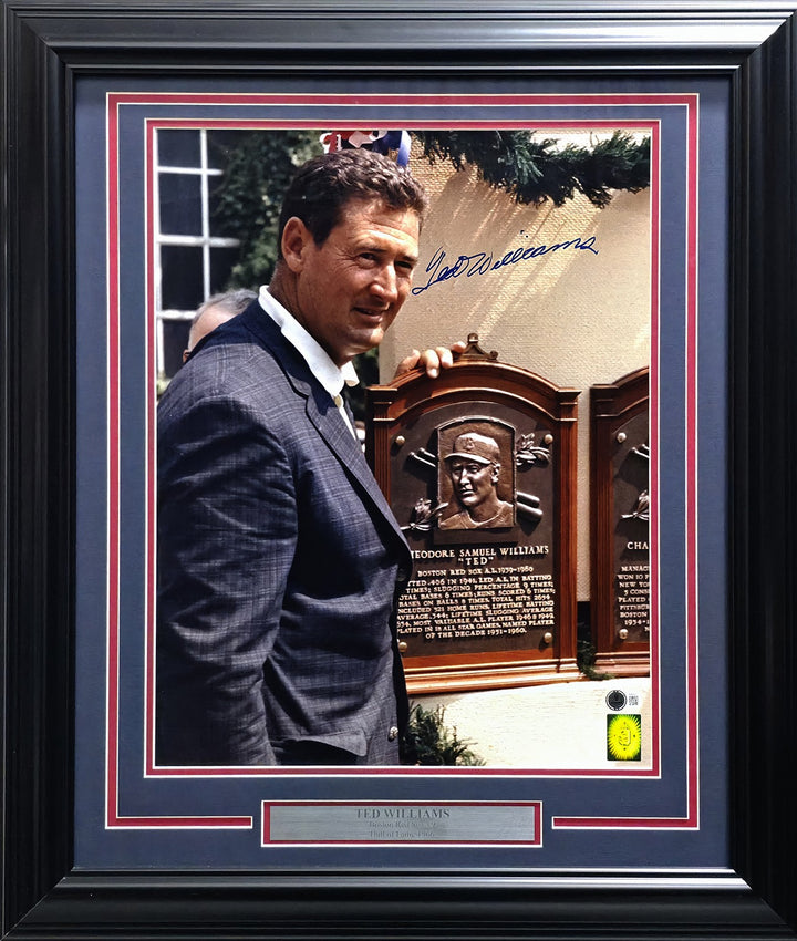 Ted Williams Signed Framed 16x20 Photo Red Sox Cooperstown HOF Beckett BAS