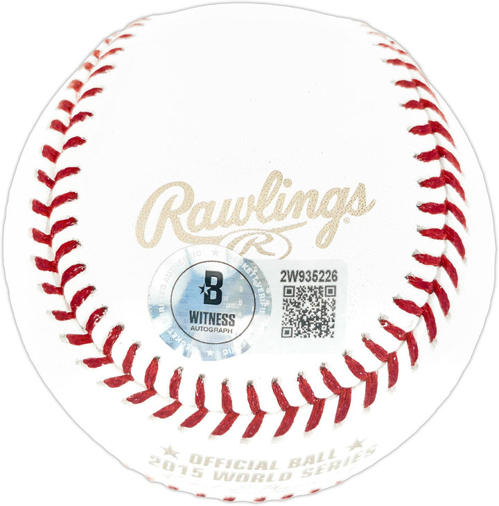 Salvador Perez Signed Official 2015 WS Logo Baseball Royals Beckett Witness