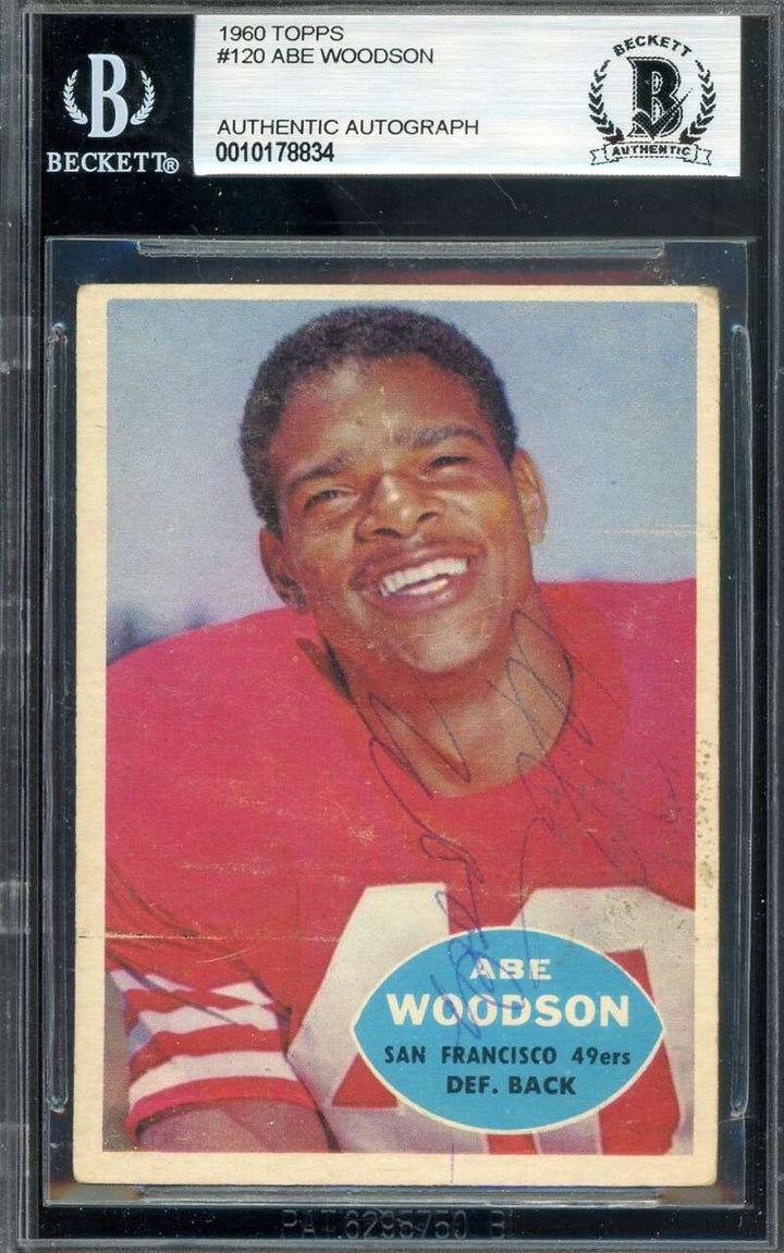 Abe Woodson Beckett BAS Vintage Signed 1960 Topps Autograph