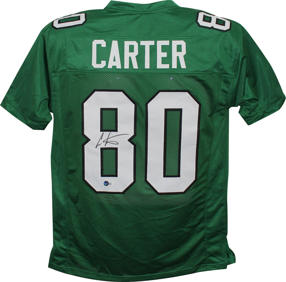 Cris Carter Autographed/Signed Pro Style Green XL Jersey Beckett 39298