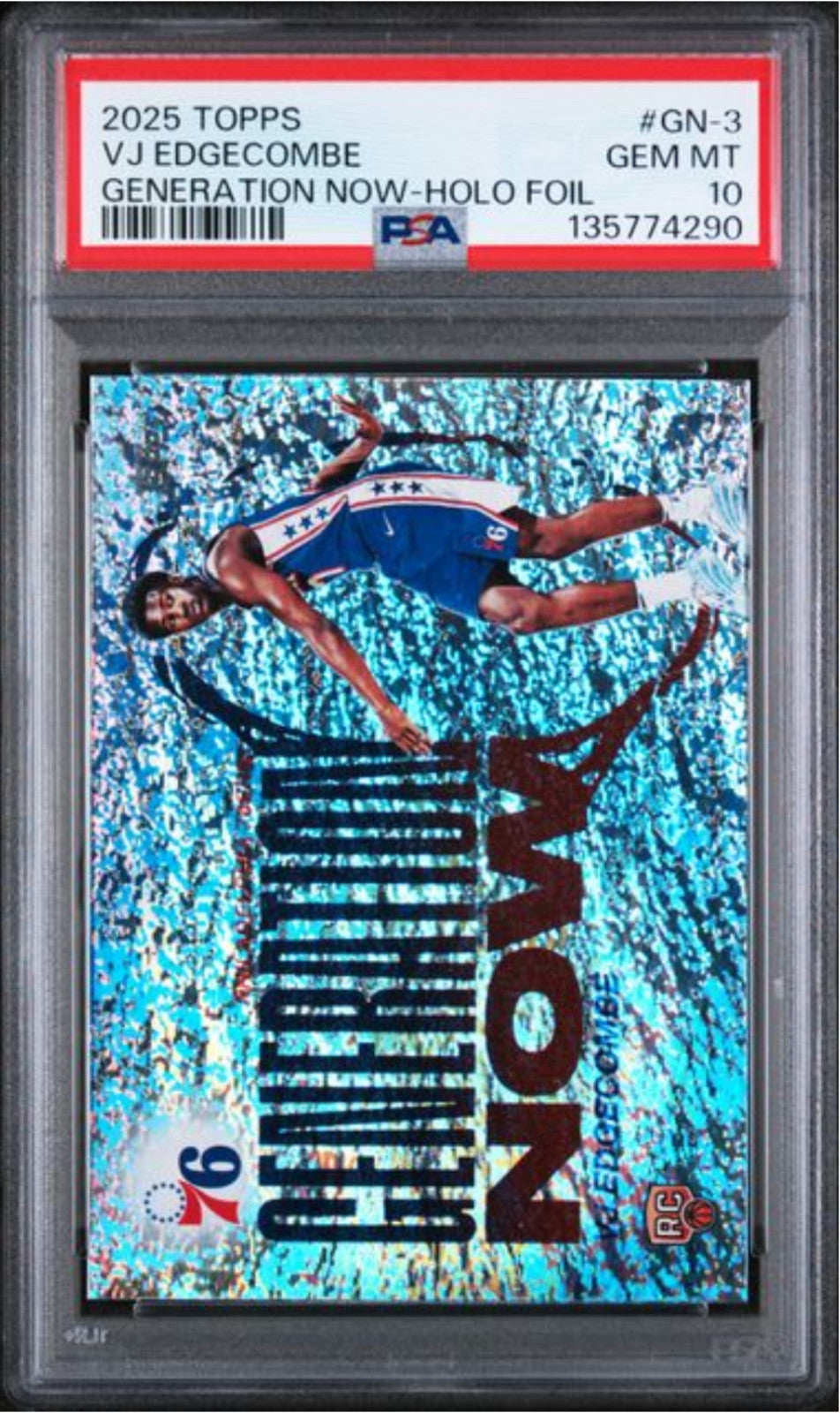 Graded 2025 Topps VJ Edgecombe #GN3 Holo Foil Rookie RC Basketball Card PSA 10