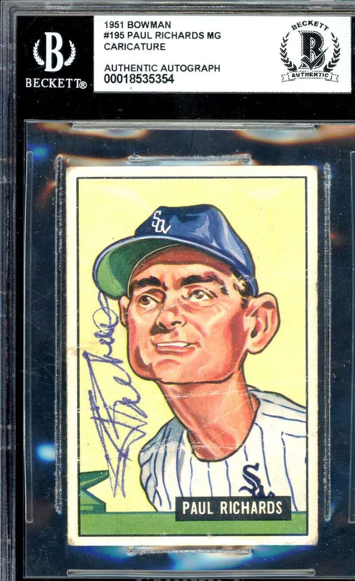 Paul Richards Beckett BAS Signed 1951 Bowman  Autograph White Sox