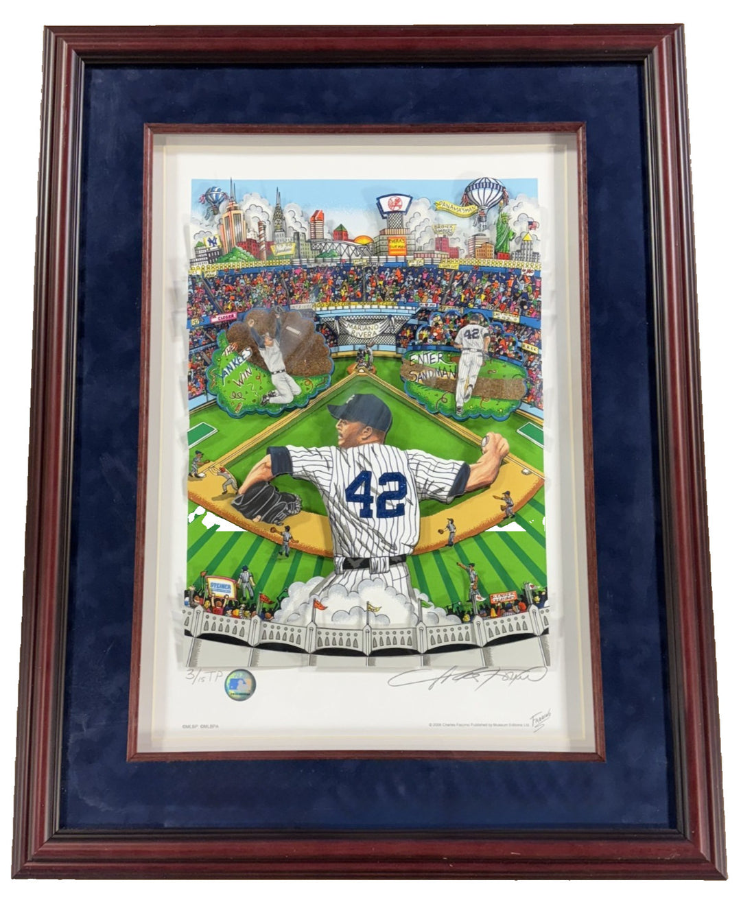 Mariano Rivera Ny Yankees Fazzino Signed 3D Framed Art Yankee Stadium 3/15 TP