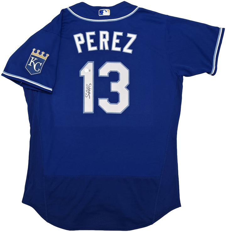 Royals Salvador Perez Auto Blue Nike Authentic Collection Jersey Size 48 Beckett