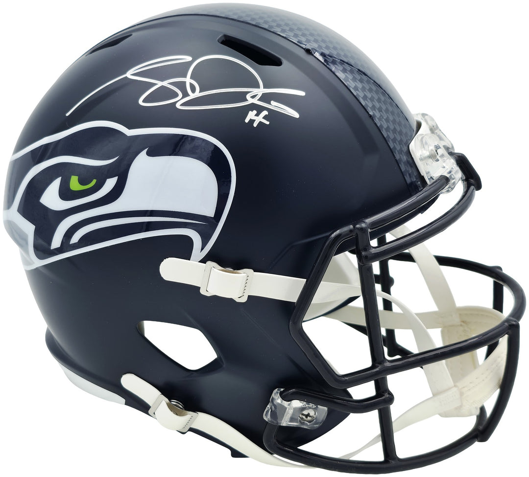 Sam Darnold Signed Seahawks Blue Full Size Speed Replica Helmet Beckett Witness