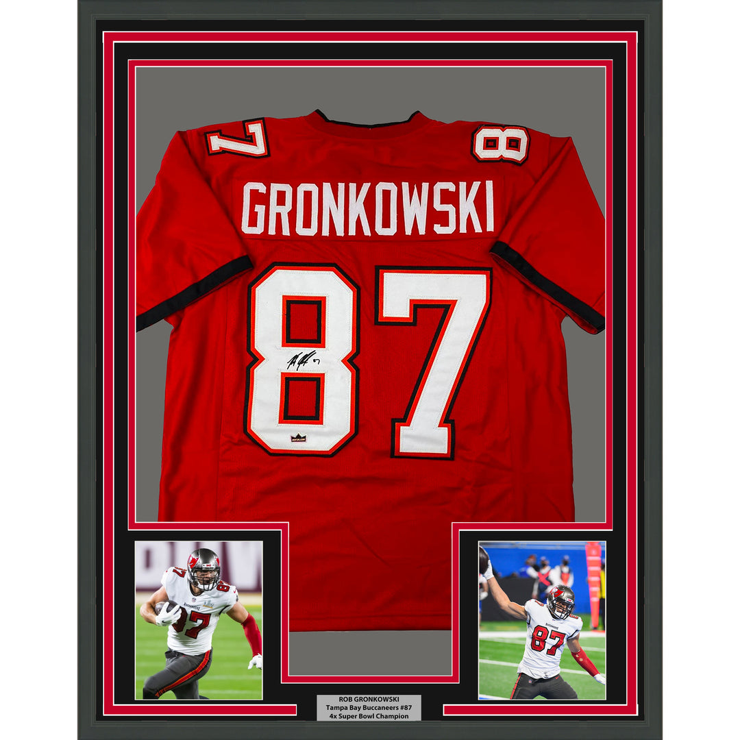 Framed Facsimile Autographed Rob Gronkowski 33x42 Tampa Red Reprint Laser Auto