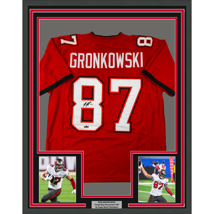 Framed Facsimile Autographed Rob Gronkowski 33x42 Tampa Red Reprint Laser Auto